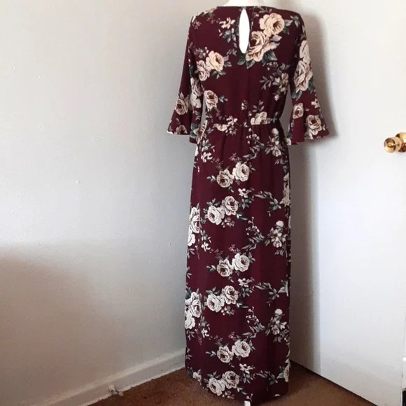 Miami Long Maxi Dress Romper Burgundy Size Large - Picture 8 of 10